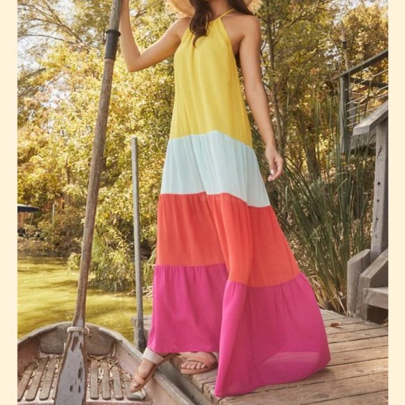SUGARLIPS Rainbow Ray Maxi Dress NWT - Picture 1 of 12